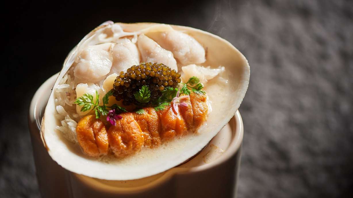 Kaluga caviar, shih tzu mussels and sea urchin risotto at Shanghai's Yong Fu.