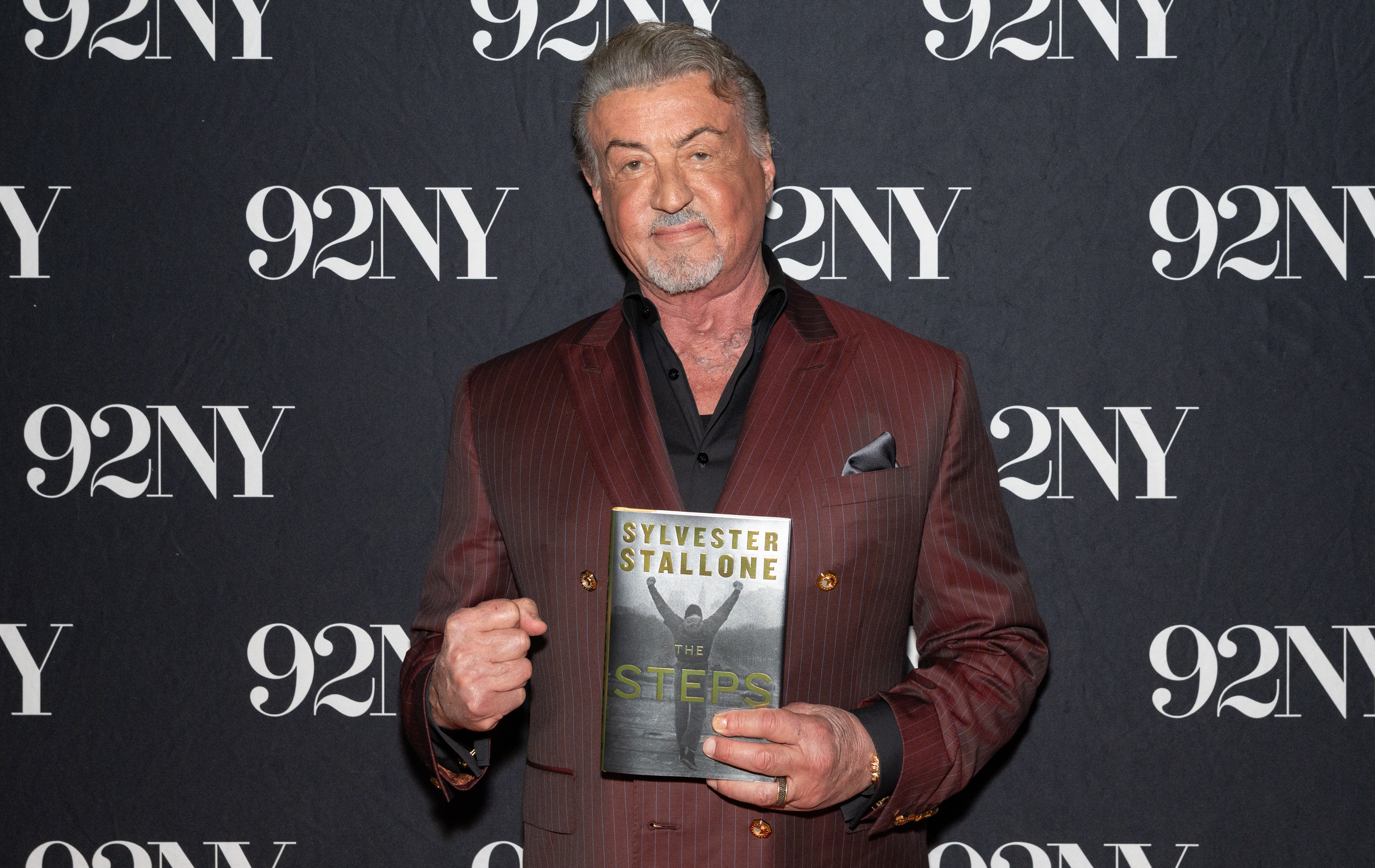 Actor Sylvester Stallone poses backstage before discussing his memoir "The Steps" at The 92nd Street Y on Monday, in New York.