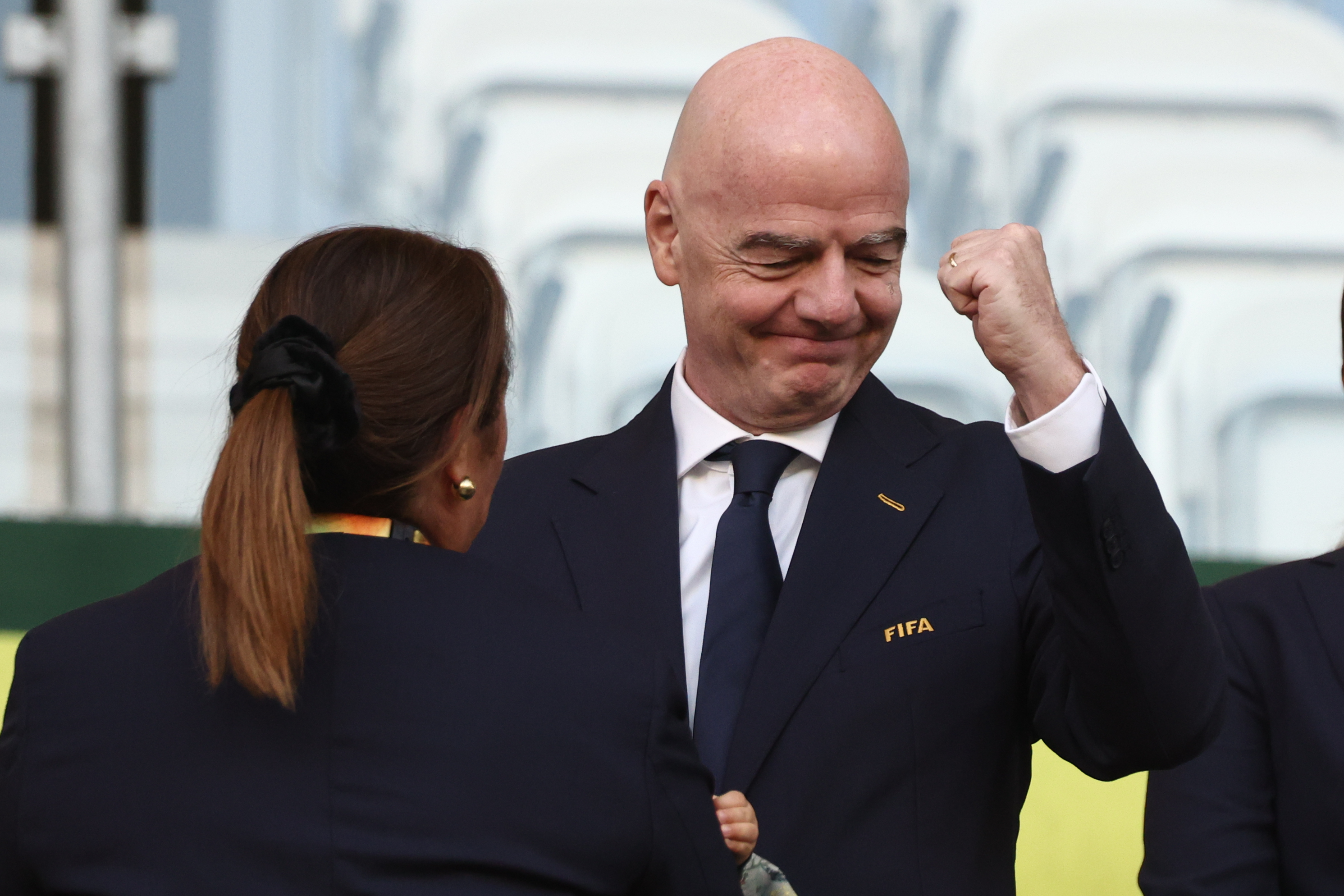 FIFA President Gianni Infantino attends the Women's U20 World Cup final soccer match between Spain and North Korea in Lodz, Poland, Sunday, Sept. 27, 2026. 