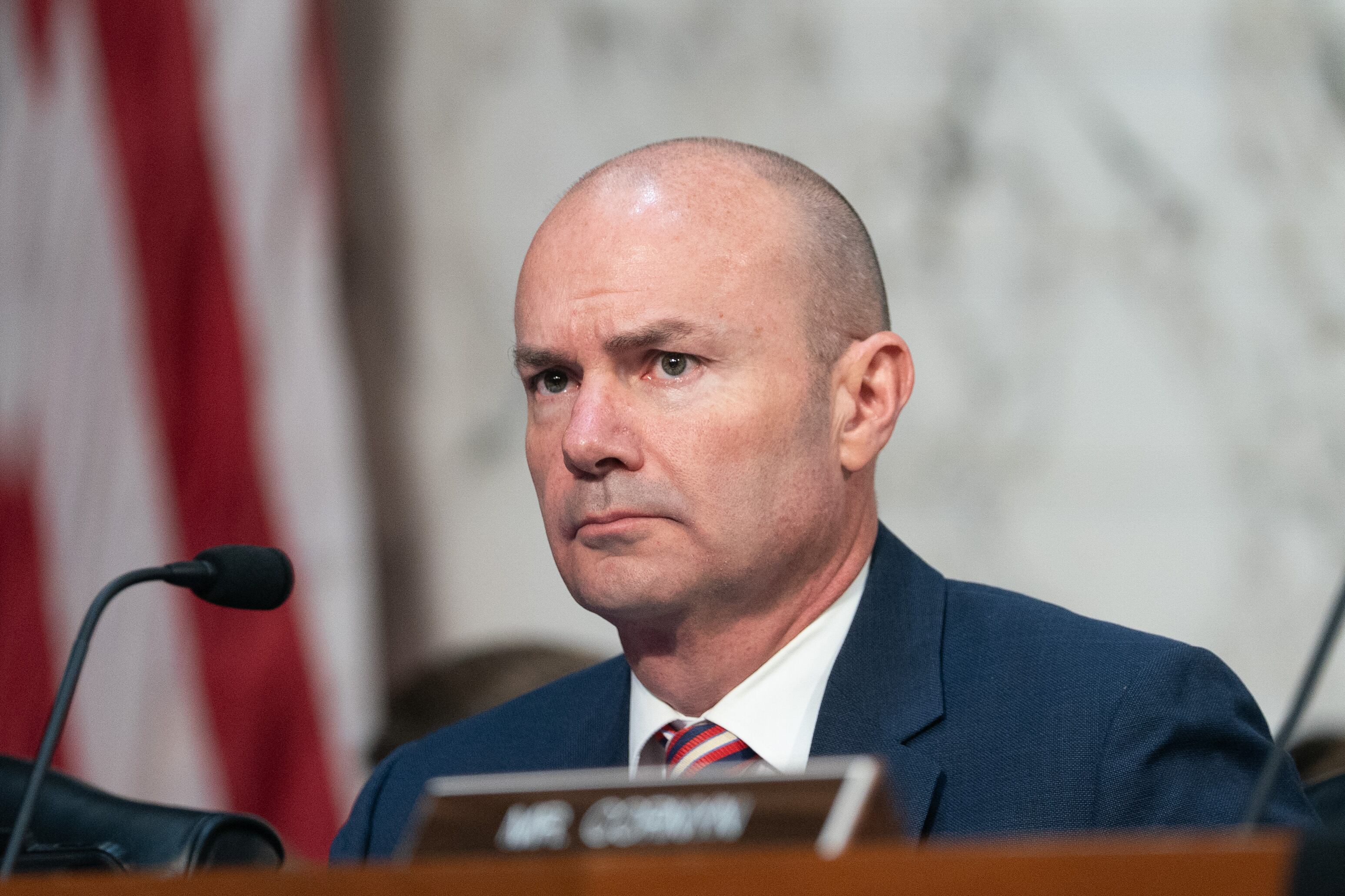 Sen. Mike Lee attends a Senate Judiciary Committee hearing with then-acting Attorney General Todd Blanche on Capitol Hill in Washington, July 15. Lee shot down a proposal to fast-track a bill banning presidential memorial demolitions late Monday.