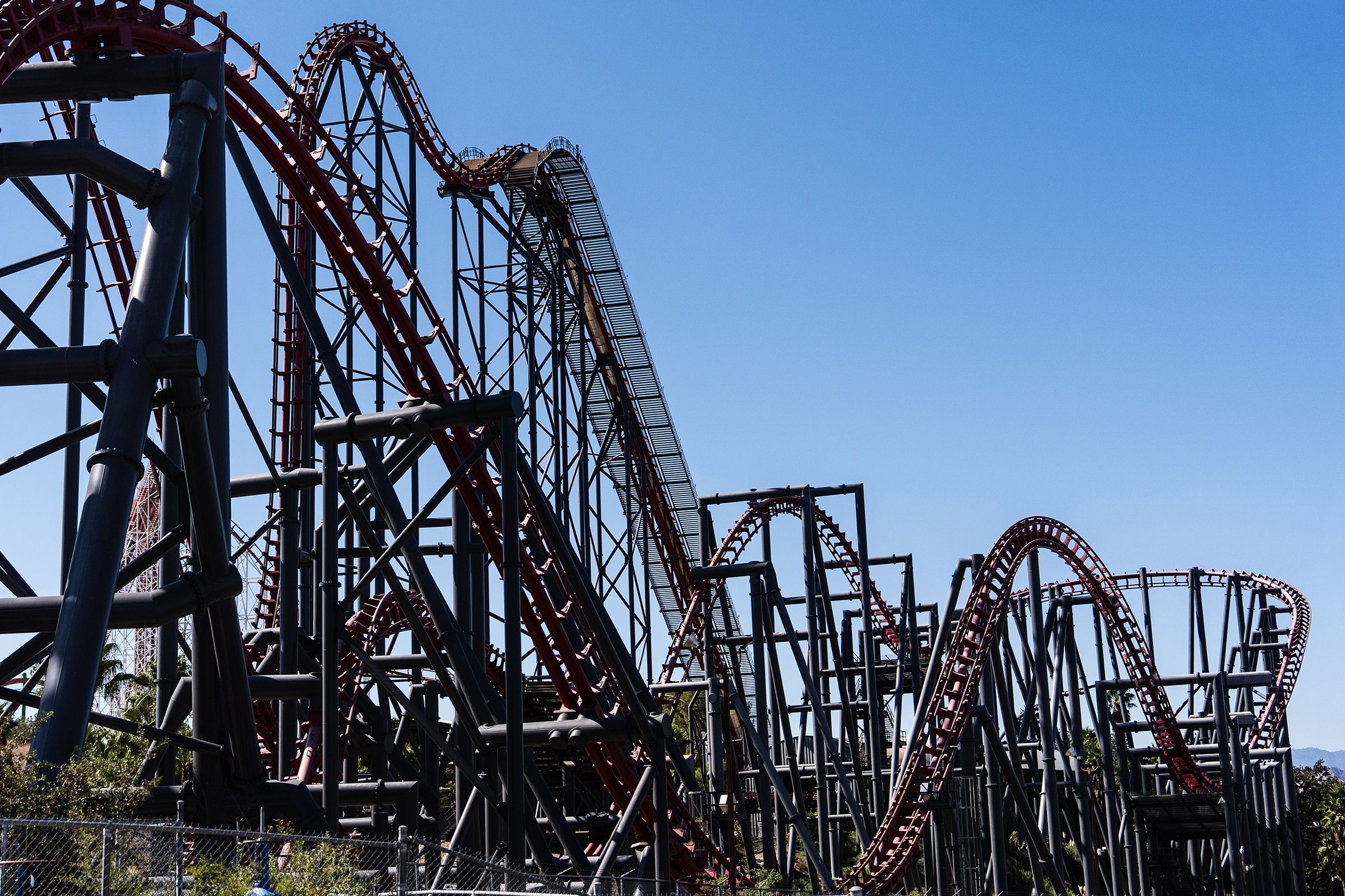 The X2 roller coaster at Six Flags Magic Mountain in Valencia, California was the theme park's marquee ride.