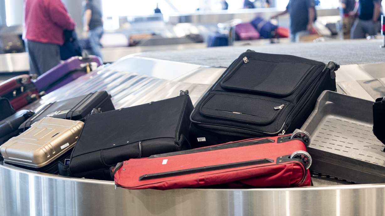 Bags at the Salt Lake City International Airport in Salt Lake City on Sept. 12, 2024. The final defendant charged in a series of baggage thefts at the airport in 2022 was sentenced Monday to more than a year in prison.