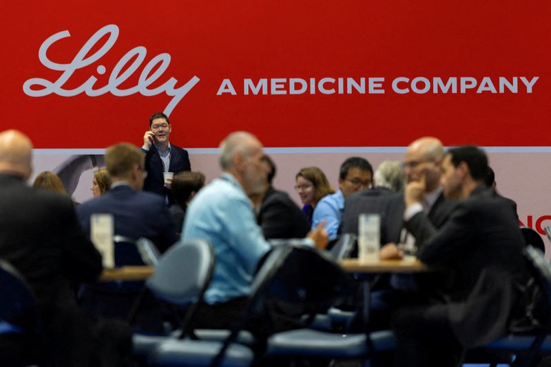 FILE PHOTO: The Eli Lilly logo is shown at the BIO International Convention 2026, a meeting of pharmaceutical and biotechnology leaders in San Diego, California, U.S. June 23, 2026.