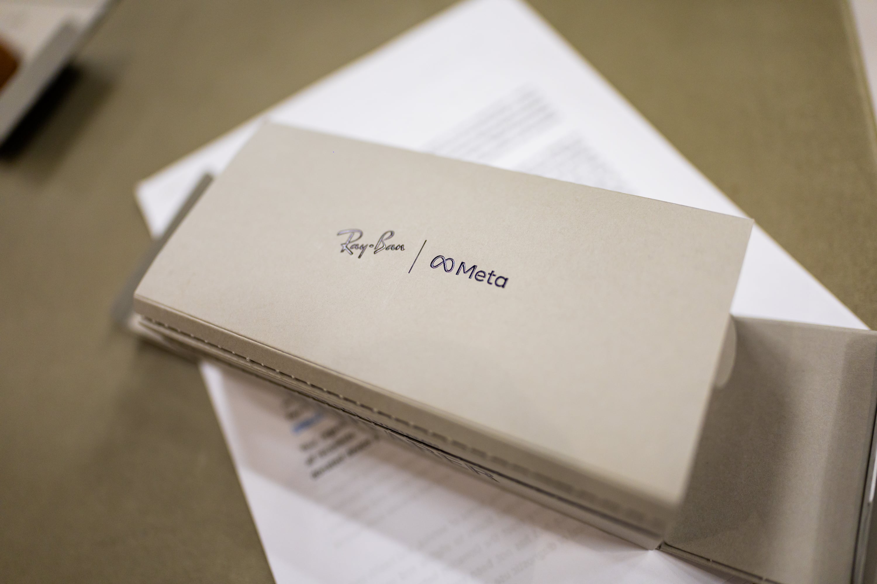 Ray-Ban Meta AI glasses packaging during a training on how to use the glasses to improve daily life at the Utah Division of Services for the Blind and Visually Impaired in Salt Lake City on Tuesday.
