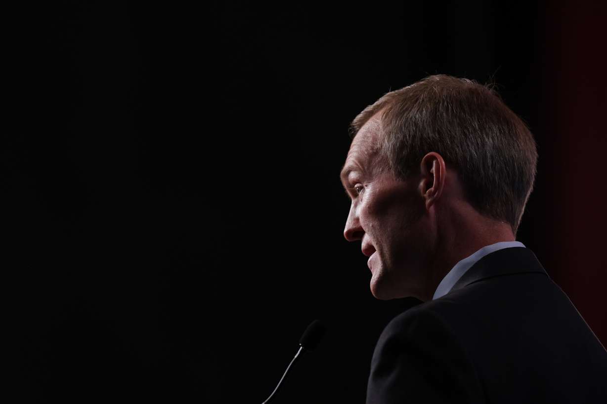 Candidate for Utah’s 1st Congressional District Democrat Ben McAdams participates in a debate at Salt Lake Community College in Salt Lake City.
