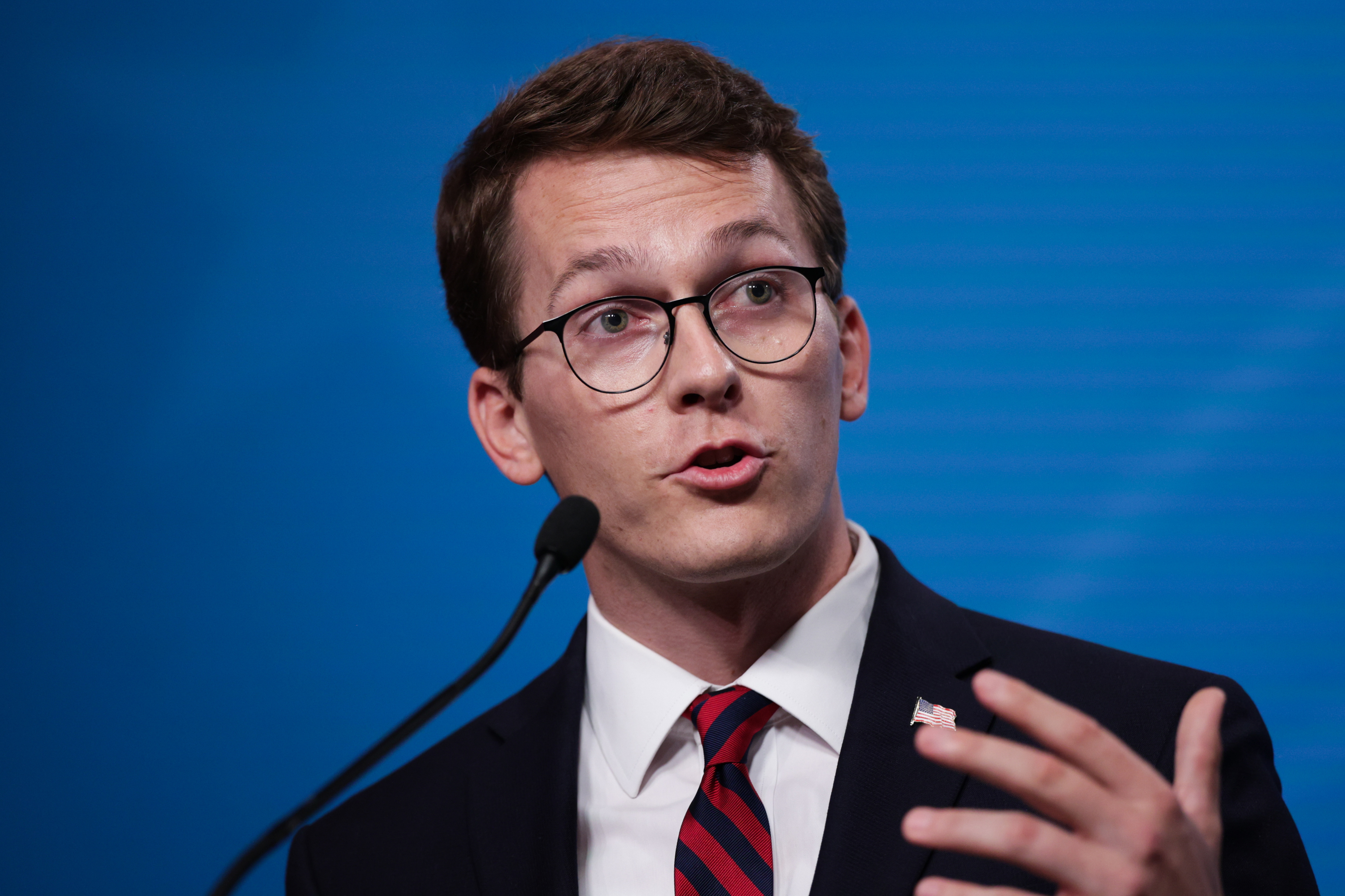 Candidate for Utah’s 1st Congressional District Republican Riley Owen participates in a debate at Salt Lake Community College in Salt Lake City.