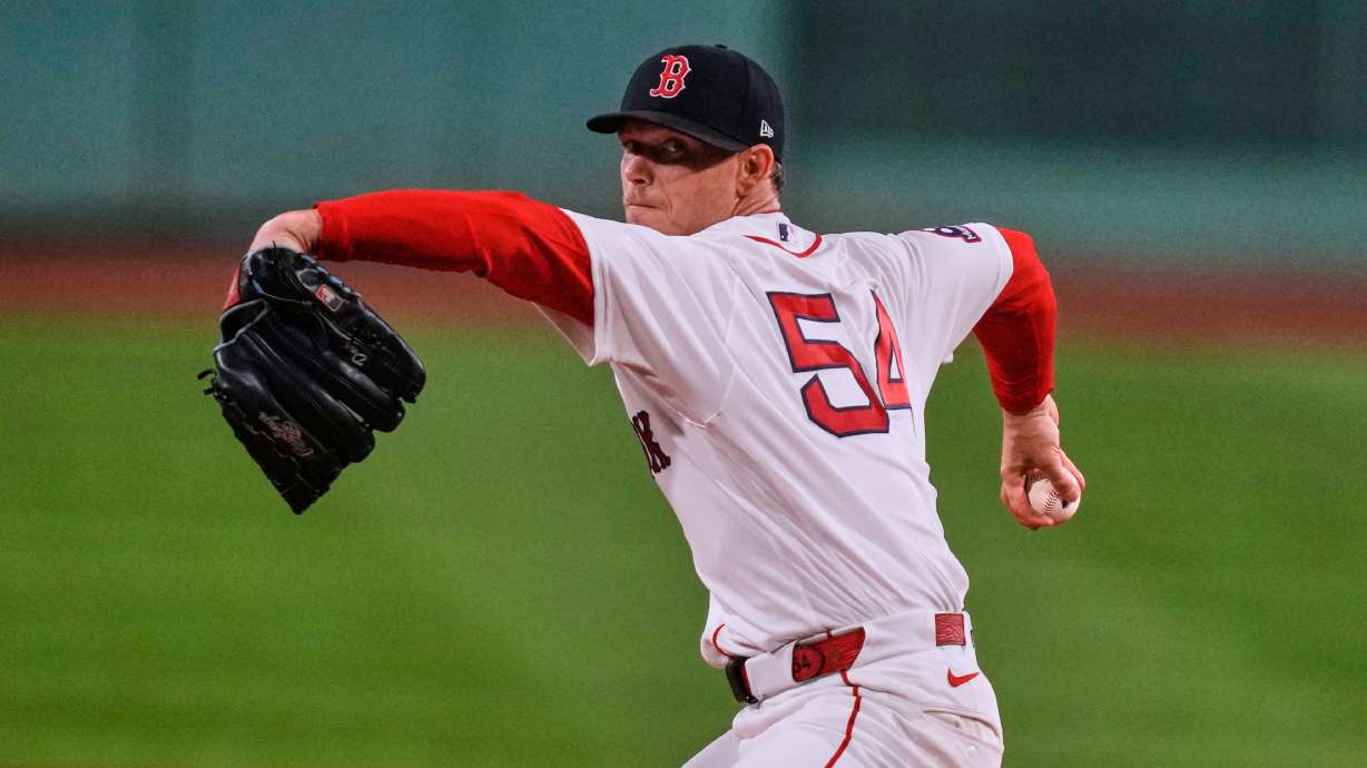 Boston Red Sox starting pitcher Sonny Gray delivers during the first inning of a baseball game against the Cleveland Guardians, Wednesday, Sept. 23, 2026, in Boston.