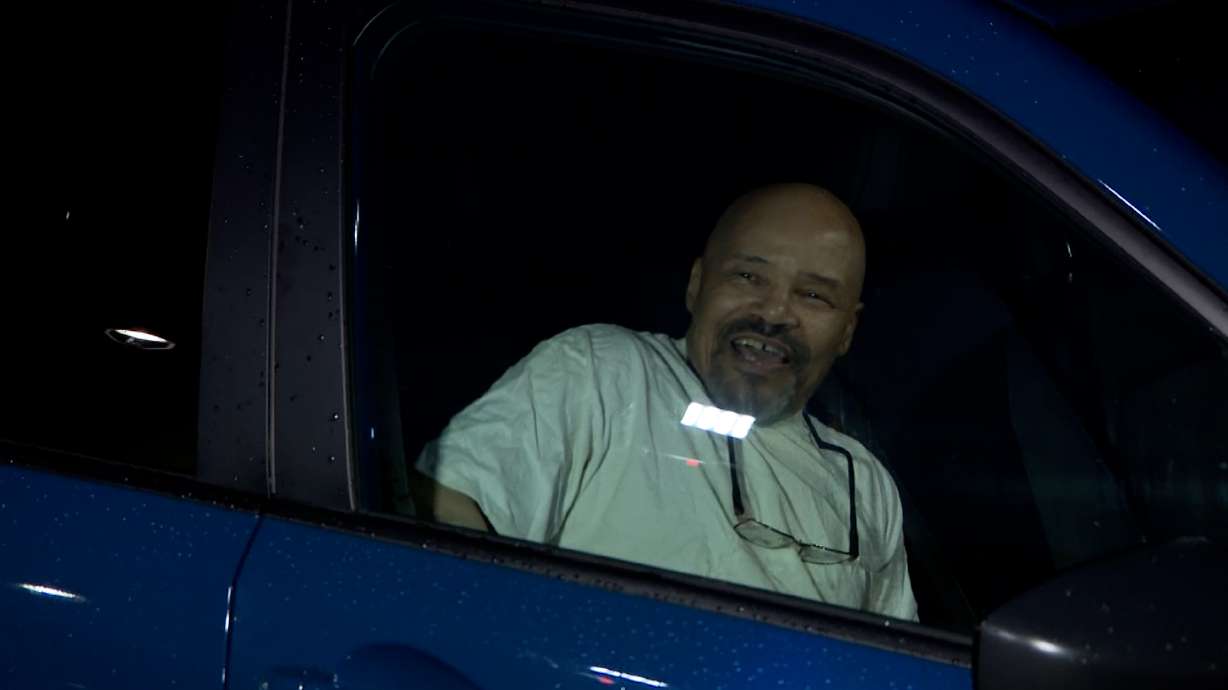 Douglas Carter smiles moments after he was released on bail from the Utah County Jail on Monday. Carter, released after spending more than four decades on Utah's death row, is adjusting to life outside prison while attorneys seek a finding of factual innocence and potential compensation.
