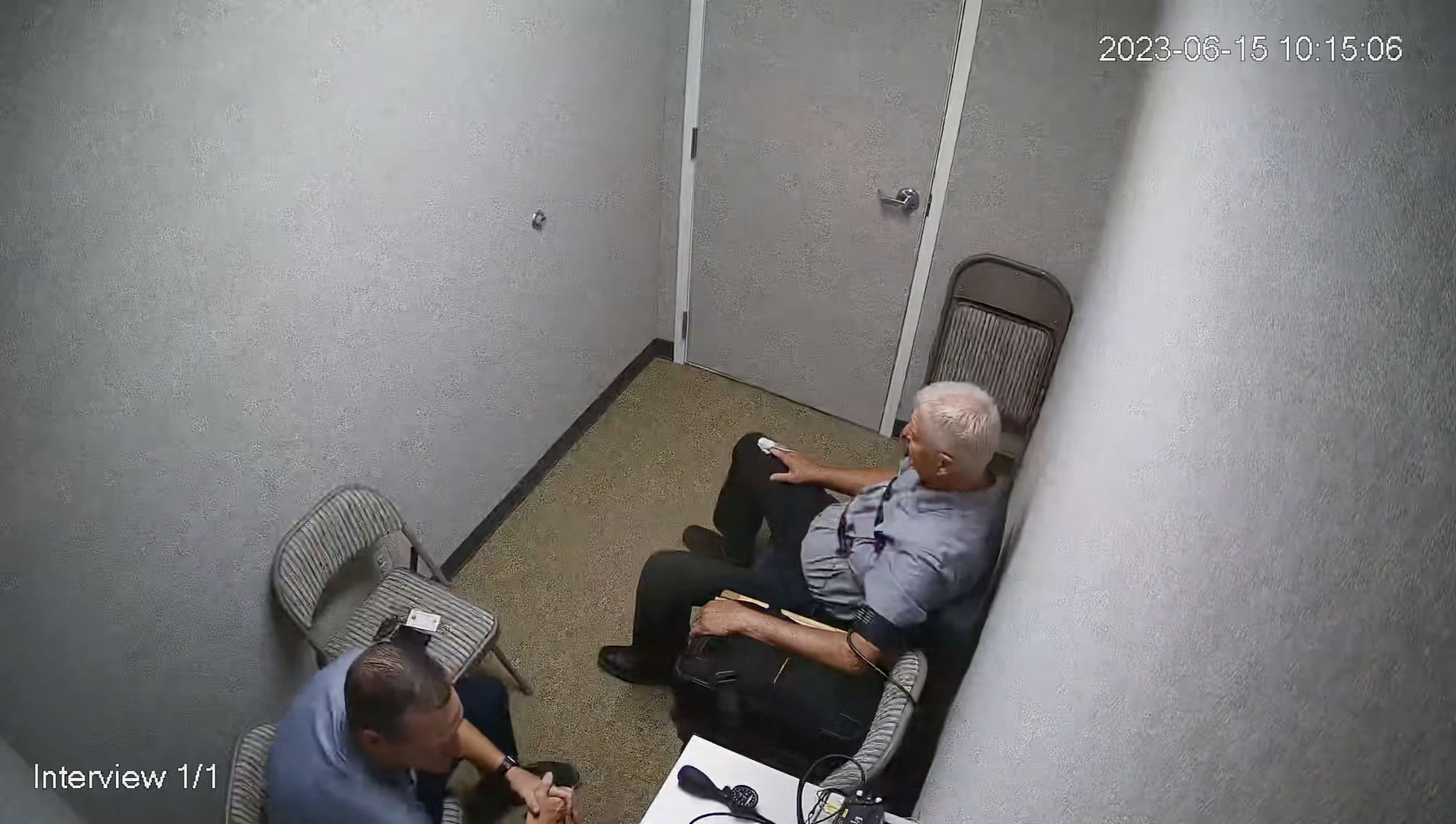 Former East Layton, Utah police officer Thomas "Tom" Jackson undergoes a polygraph examination on June 15, 2025. Davis County Sheriff's Office detectives interrogated Jackson about his suspected knowledge of the unsolved disappearance of Nancy Perry Baird on July 4, 1975, during the period when Jackson was a police officer.
