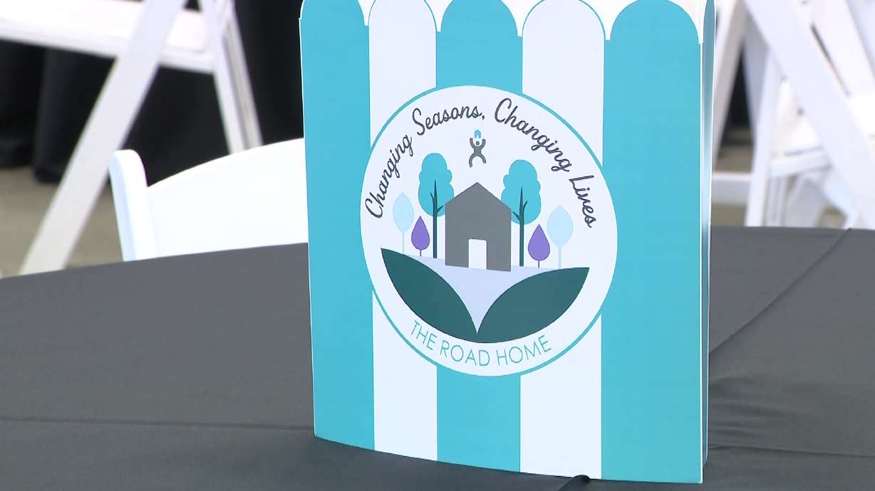 A centerpiece set up on the table prior to The Road Home community carnival at Promontory Hall at the Utah State Fairgrounds, Wednesday. The carnival's proceeds support shelter, housing assistance and other services for those experiencing homelessness.