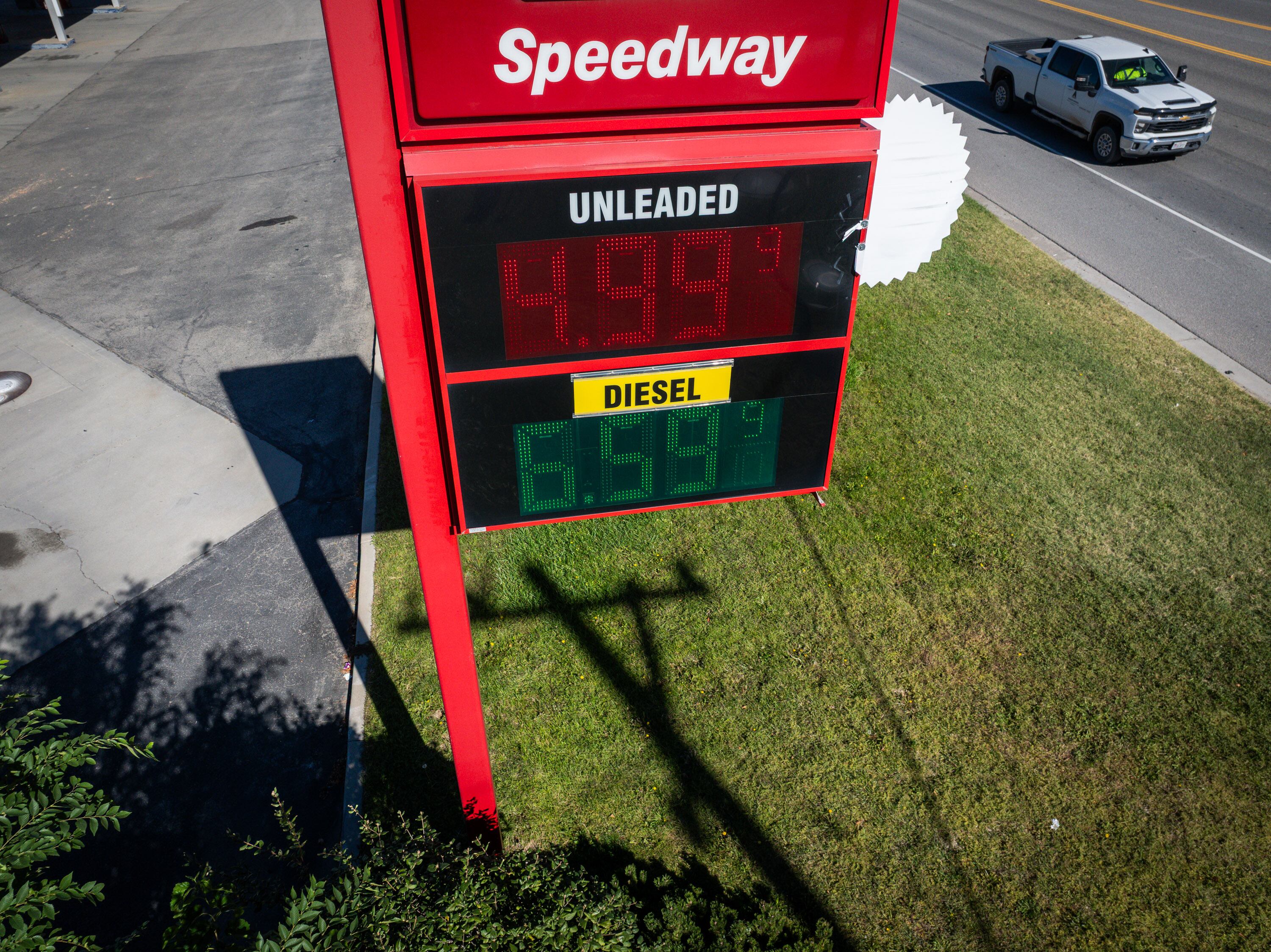 Gas prices at a Speedway in Salt Lake City on Wednesday.