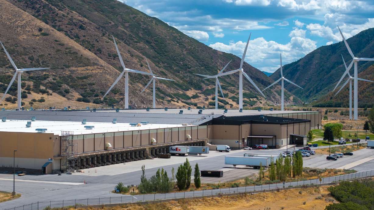 A location for a proposed data center at the old Fingerhut building at the mouth of Spanish Fork Canyon on Aug. 18. A bipartisan group of senators released the permitting reform deal aimed at expediting the approval of certain projects and lowering energy costs, reviving hope that a national framework could be approved.