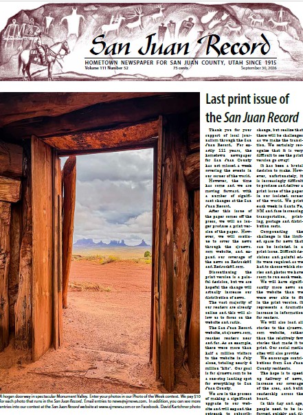 The final print edition of the San Juan Record in 2026 is pictured on Wednesday.