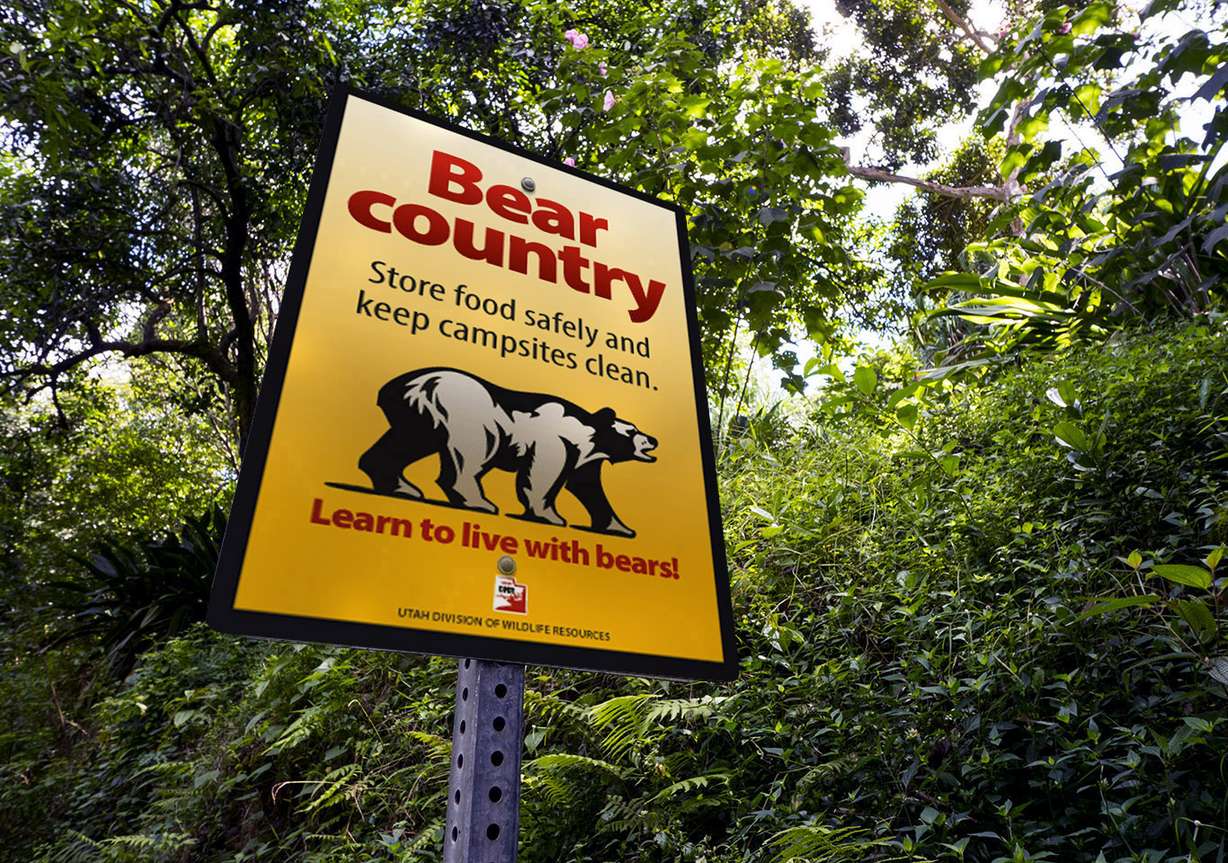 Signs placed to remind Utahns to store their food and keep their campsites clean.