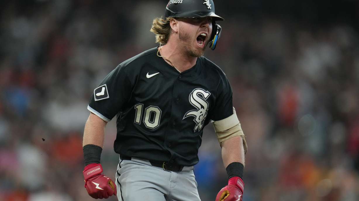 Chicago White Sox's Chase Meidroth (10) celebrates while running the bases after hitting a 3-run home run during the sixth inning in Game 2 of baseball's American League Wild Card Series against the Houston Astros, Wednesday, Sept. 30, 2026, in Houston.