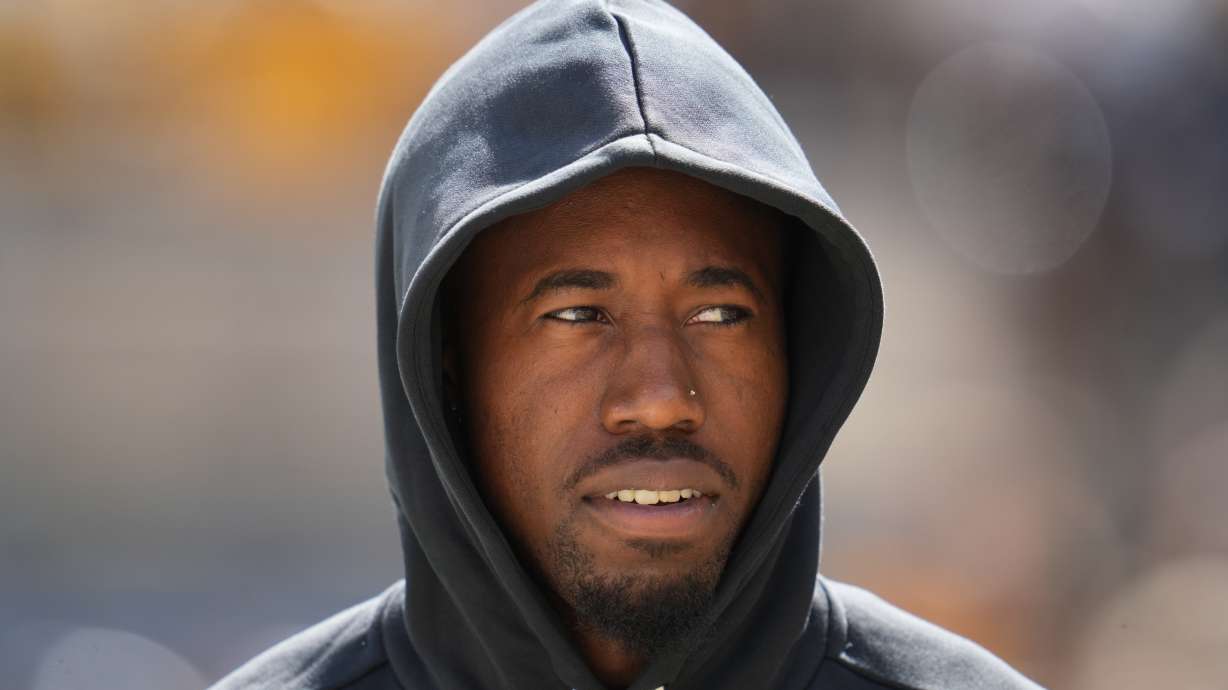 Pittsburgh Steelers cornerback Joey Porter Jr. during warmups before an NFL football game against the Cincinnati Bengals in Pittsburgh, Sunday, Sept. 27, 2026.