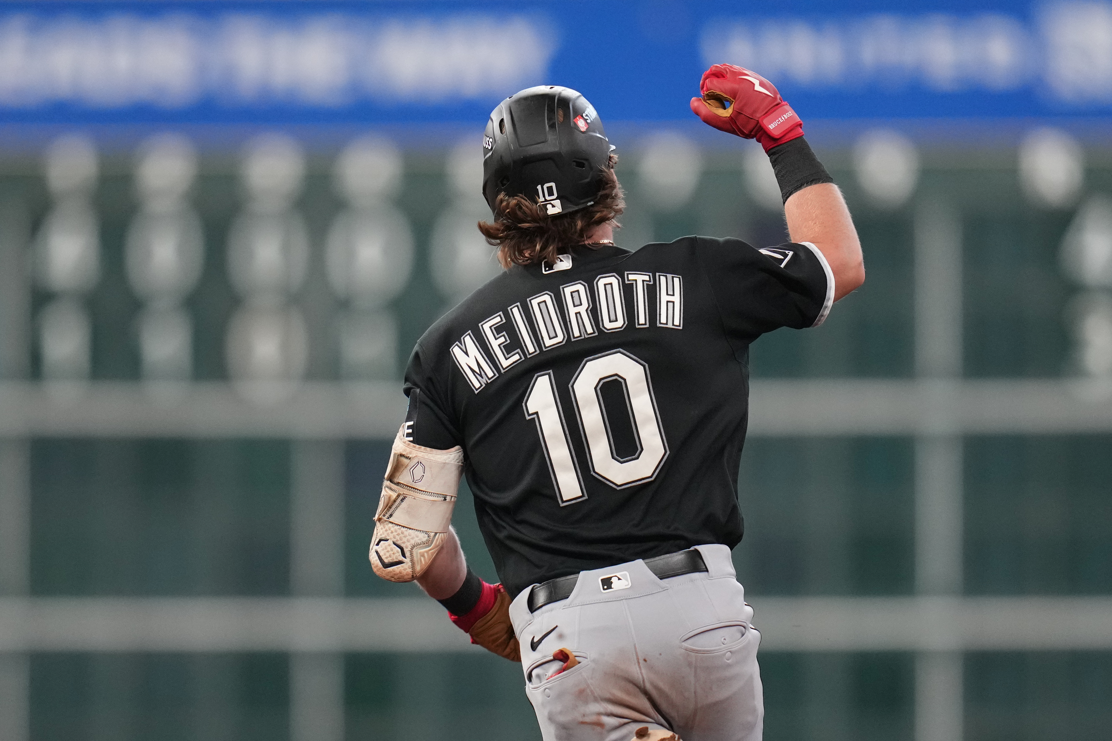 Chicago White Sox's Chase Meidroth celebrates while running the bases after hitting a 3-run home run during the sixth inning in Game 2 of baseball's American League Wild Card Series against the Houston Astros, Wednesday, Sept. 30, 2026, in Houston. 