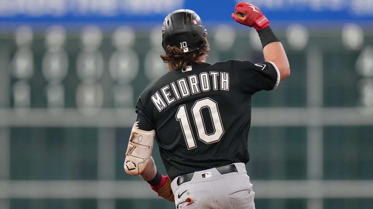Chicago White Sox's Chase Meidroth celebrates while running the bases after hitting a 3-run home run during the sixth inning in Game 2 of baseball's American League Wild Card Series against the Houston Astros, Wednesday, Sept. 30, 2026, in Houston.