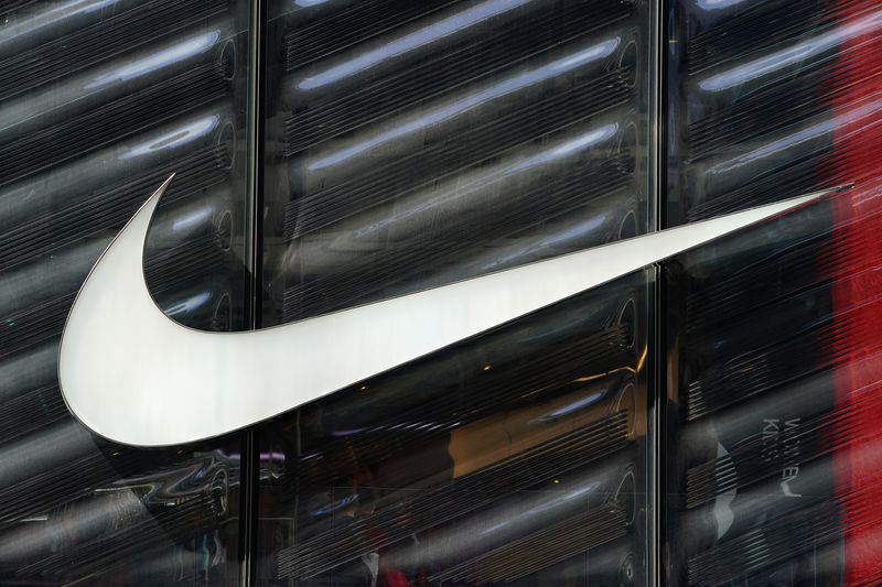 The Nike swoosh logo is seen outside the store on 5th Ave in New York, New York, U.S., March 19, 2019.