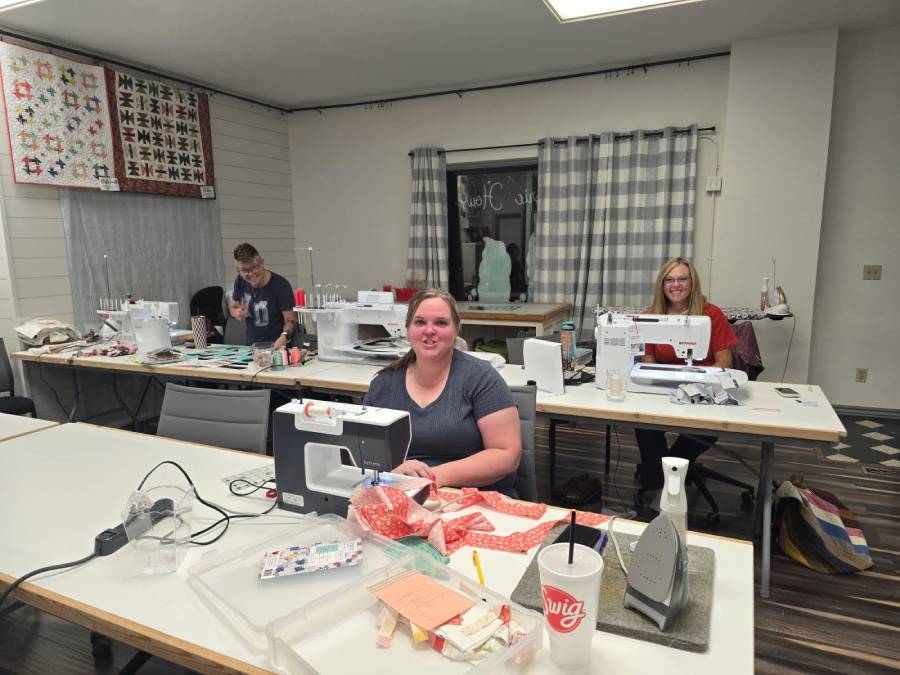 A recent Sip N Sew night at Granny’s Fabric House in Rexburg.