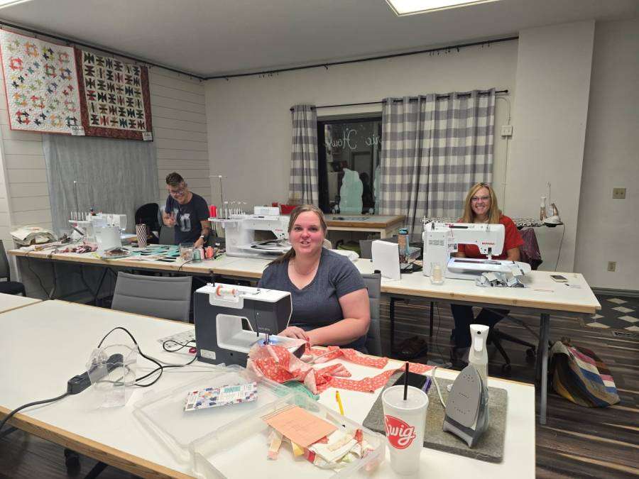 A recent Sip N Sew night at Granny’s Fabric House in Rexburg.