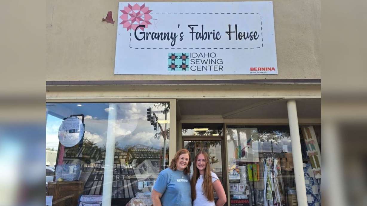Vanessa Johnson, the owner of Granny’s Fabric House in Rexburg, with her daughter, Faye Franzen.