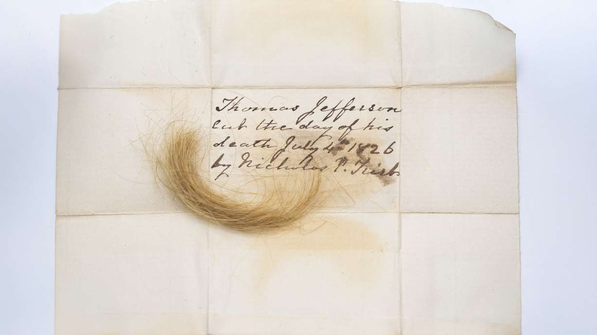 A lock of hair taken from Thomas Jefferson on the day of his death on July 4, 1826. This sample was used in additional DNA analysis.