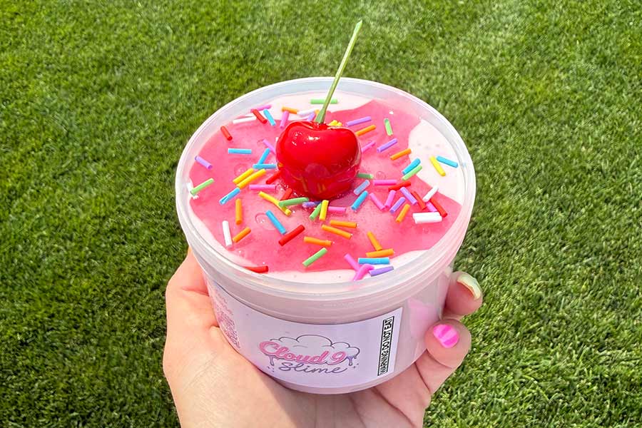 A cup of slime from Cloud Nine Slime.
