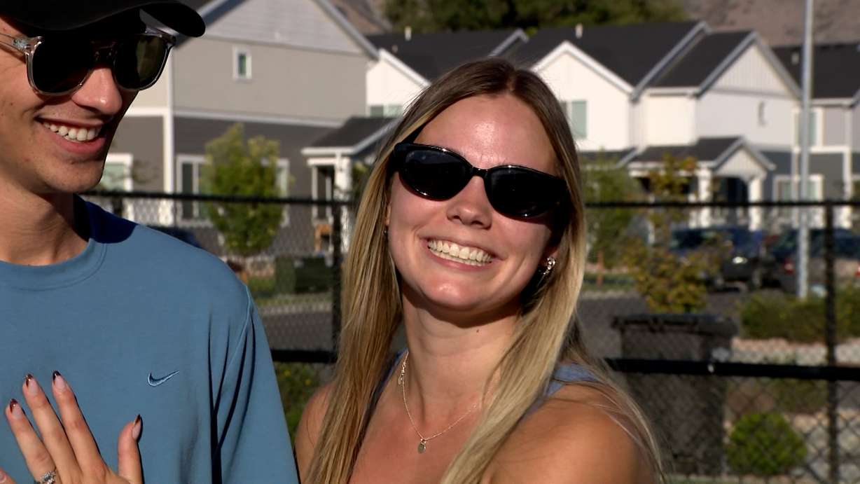 Christian and Sadie Hawkins are pictured in Provo on Thursday.
