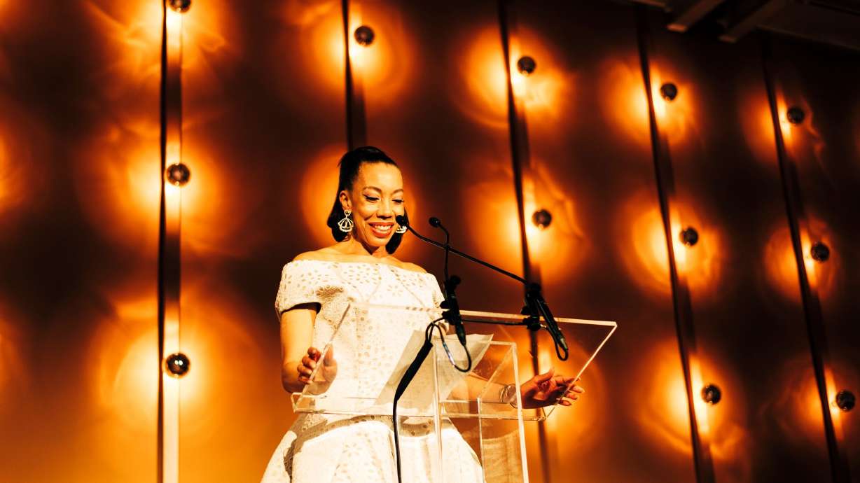 Amy Sherald presenting onstage during the Whitney Gala held at The Whitney Museum of Art in New York.