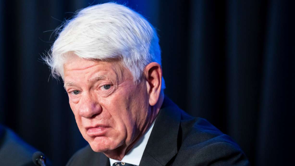 FILE - Chairperson of 2026 IIHF World Junior Championship Franz Reindl looks on during the end-of-tournament news conference, in St. Paul, Minn., on Monday, Jan. 5, 2026.