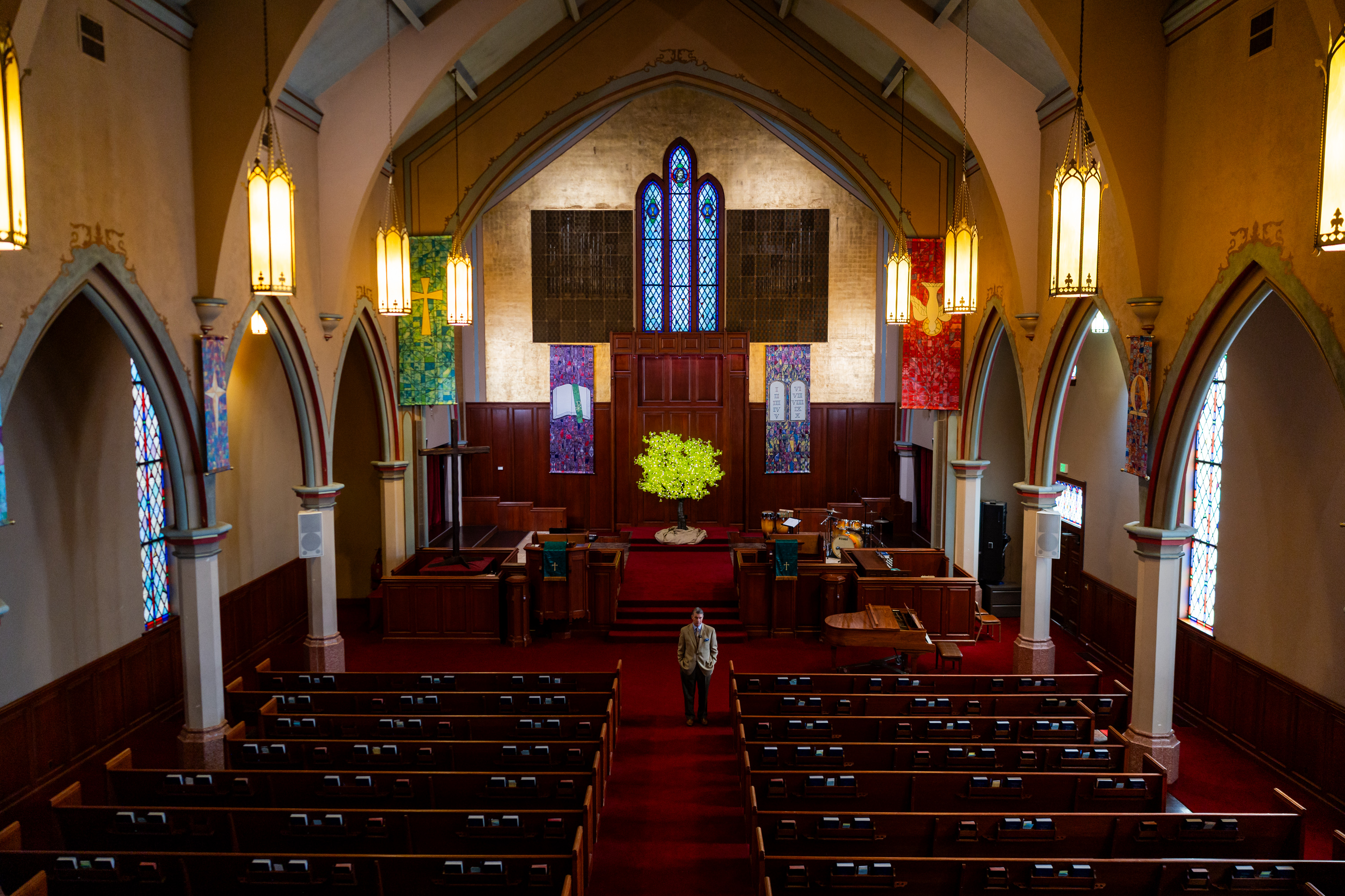 The sanctuary interior of the First Baptist Church of Salt Lake City on Tuesday.