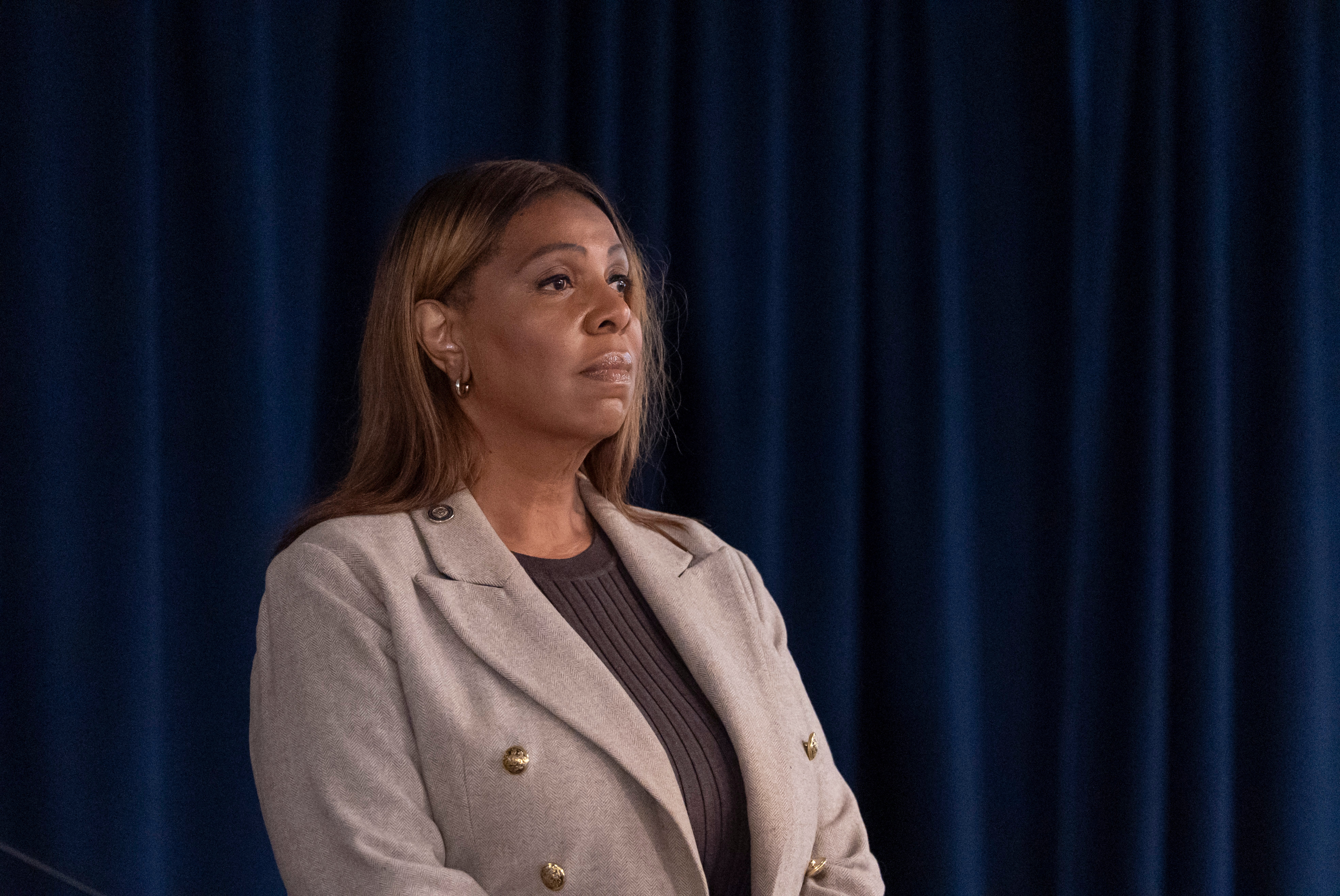 New York Attorney General Letitia James attends a news conference with New York Gov. Kathy Hochul, Friday, in New York. James has been brought in as a special prosecutor in the reopened alleged case of gang rape at Cornell University.