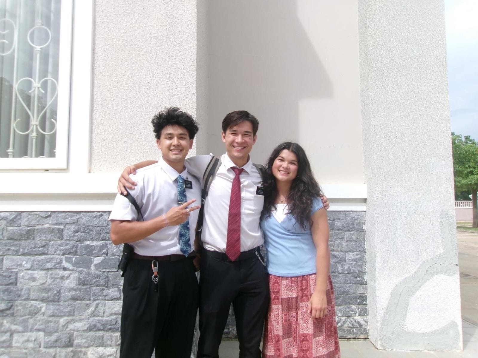 Alain Eav Jr., Jaden Grunkemeier and Arleigh Eav during their missionary in Cambodia.