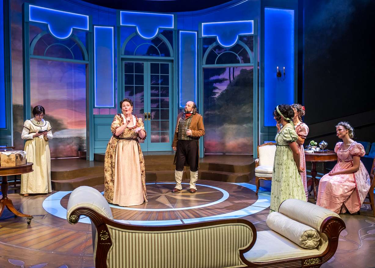 Anne Post Fife performs as Mrs. Bennet in the Ruth and Nathan Hale Theater's production of "Pride and Prejudice."