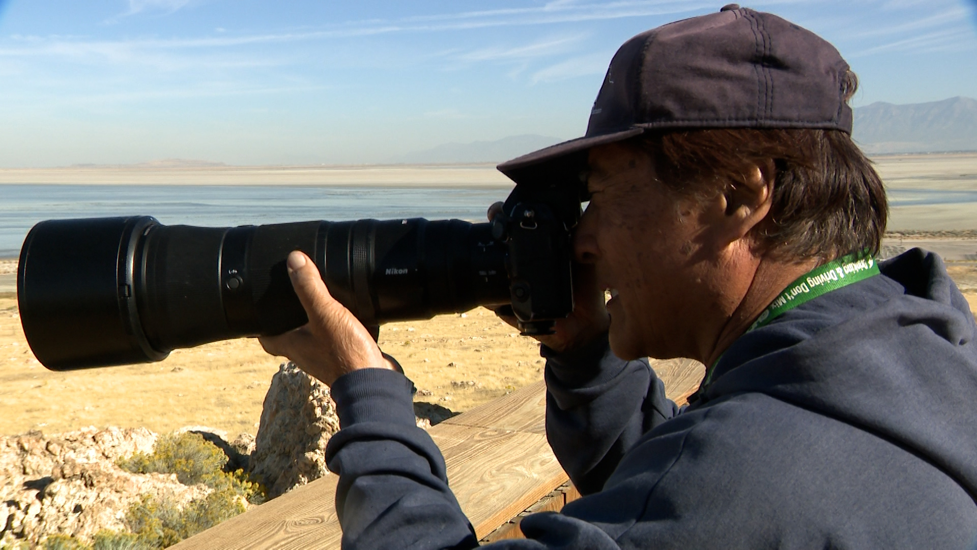 Norman Kikuchi taking pictures of birds at Antelope Island State Park. The new Antelope Island visitor and learning center held a public open house Friday after years of planning and two years of construction.