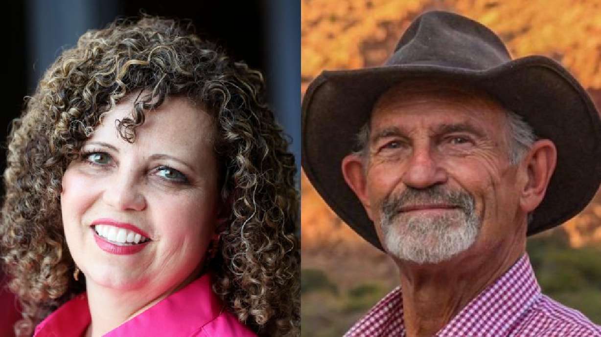Rep. Celeste Maloy, R-Utah, left, and Kent Udell will debate Friday as they campaign for Utah's 3rd Congressional District.