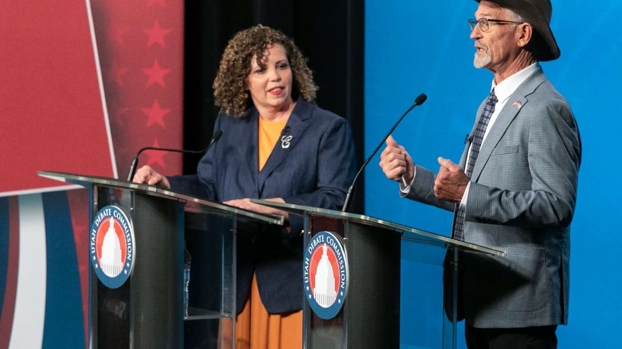 Rep. Celeste Maloy, R-Utah, and Kent Udell take part in a debate Friday in the race for the 3rd congressional district. We fact-checked their statements.