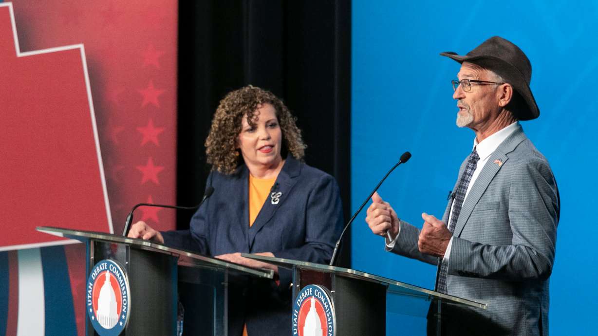 Rep. Celeste Maloy, R-Utah, and Kent Udell take part in a debate Friday in the race for the 3rd congressional district. We fact-checked their statements.