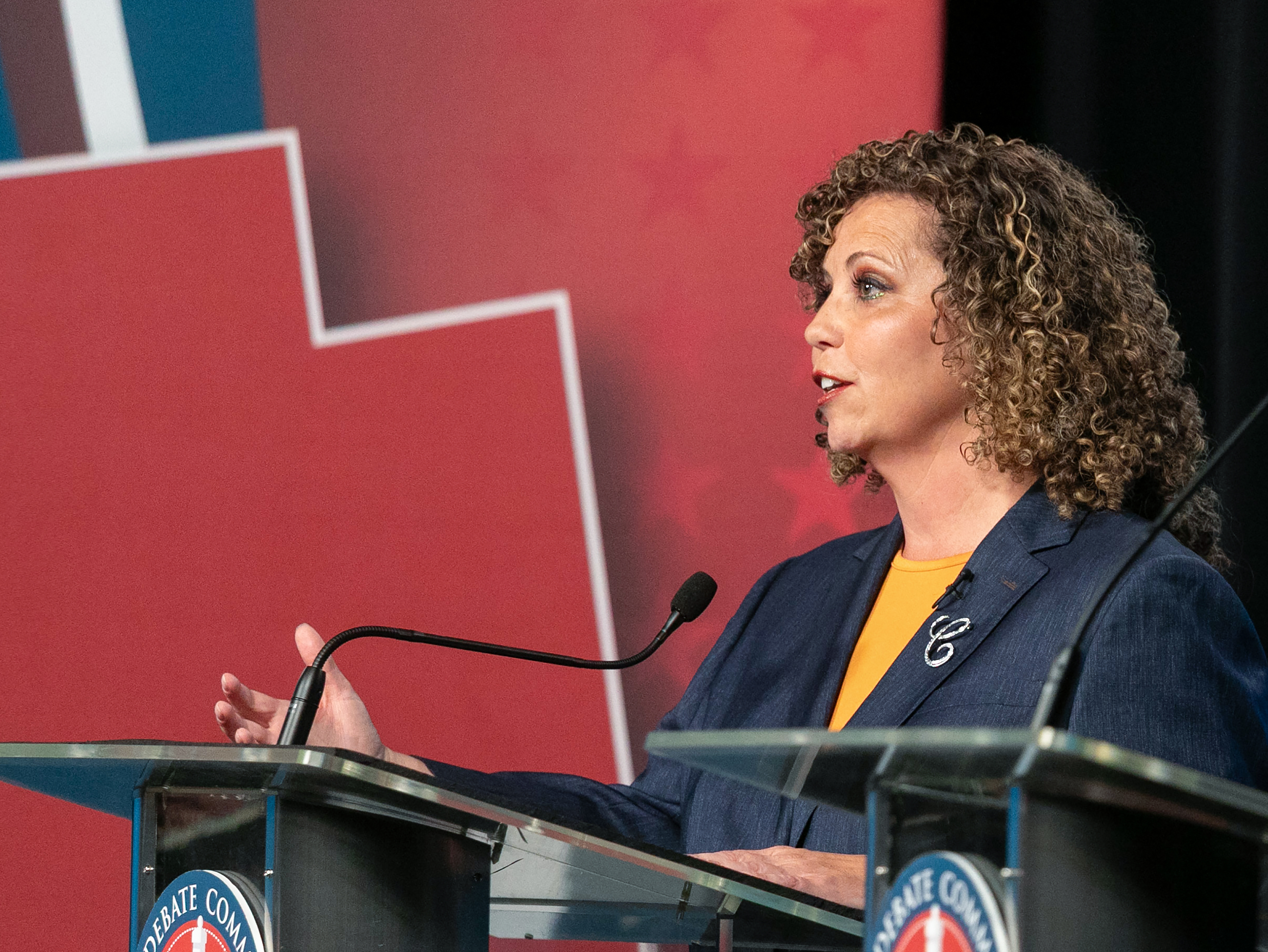 Rep. Celeste Maloy, R-Utah, candidate for Congress in Utah's third district, speaks during a debate on Friday.