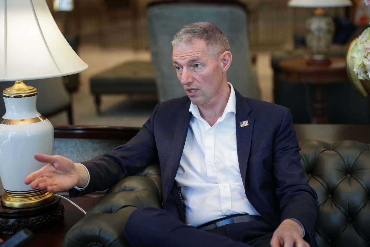 Rep. Mike Kennedy speaks during an interview with the Deseret News after a leadership meeting at the state Capitol, Friday, in Salt Lake City. Kennedy said President Donald Trump's second term is "unratable," for better or for worse.