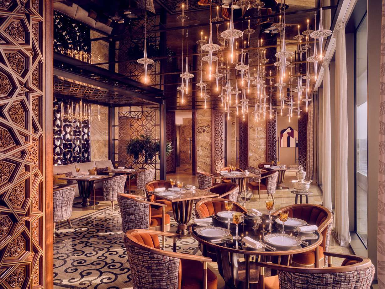 The interior of La-Grande-Table-Marocaine, in Casablanca, Morocco, where regal repasts come to life.
