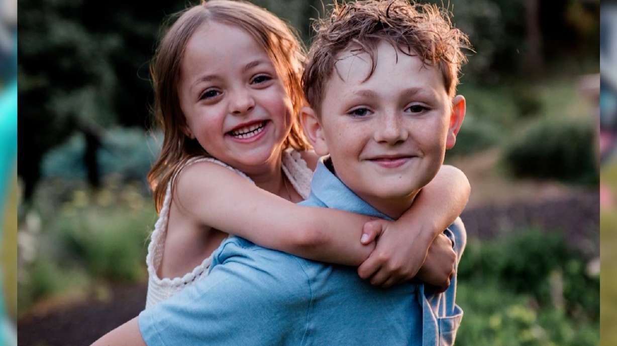 Maddie Korth and her brother. Family members gathered on Saturday to remember Maddie, who was hit and killed by a car in front of her home in West Haven, Weber County, on Sept. 23.
