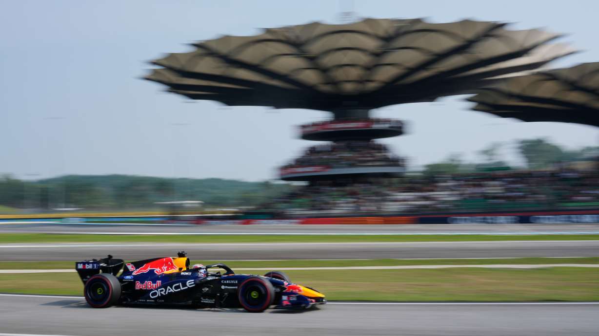 Red Bull driver Max Verstappen of the Netherlands steers his car during the qualifying session for the Bahrain Grand Prix in Sepang, Malaysia, Saturday, Oct. 3, 2026.