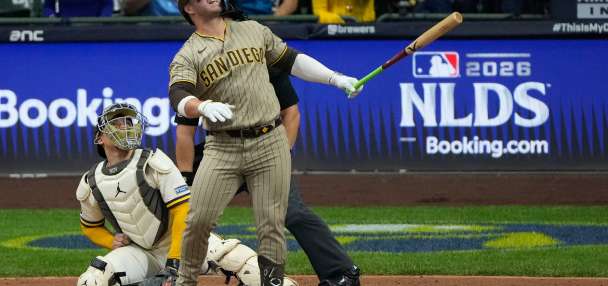 Brewers get a big assist from their ballpark roof to beat the Padres 3-2 in NLDS opener