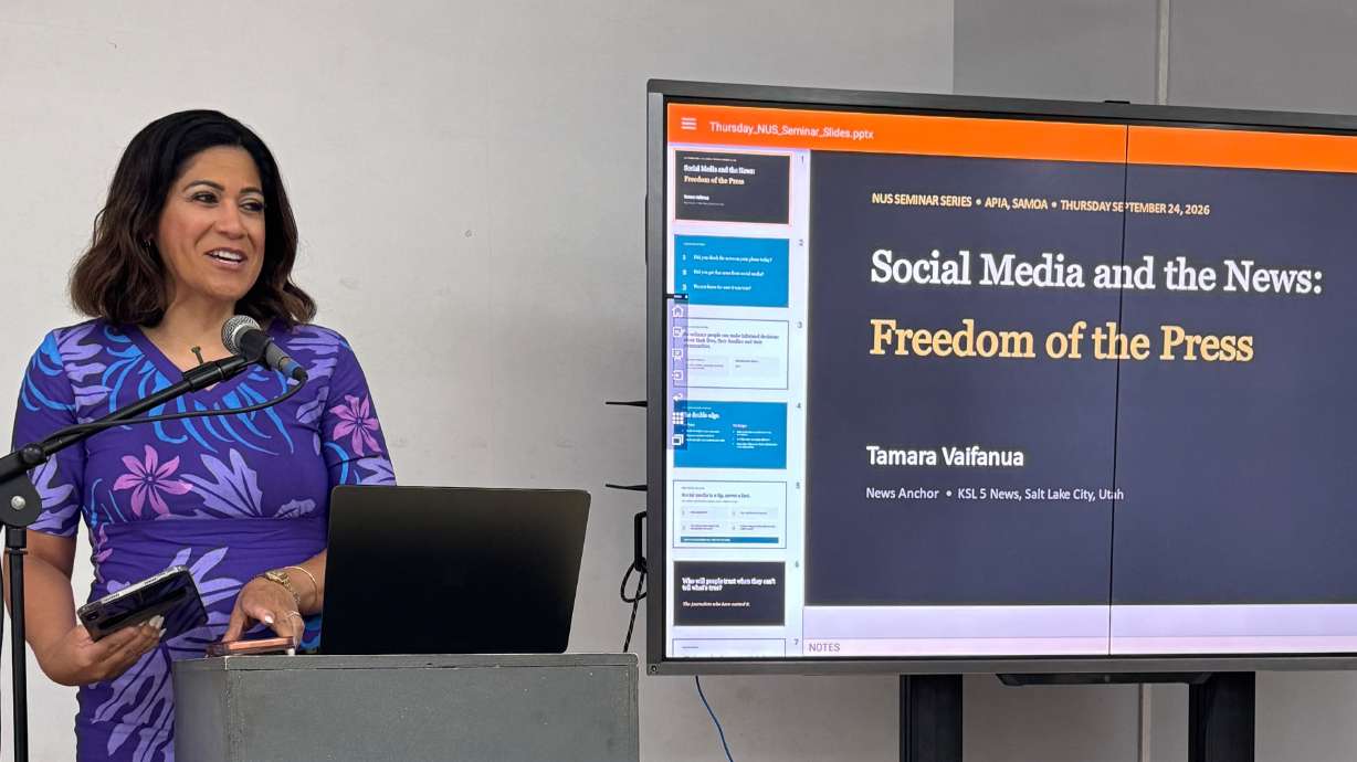 Tamara Vaifanua speaks on social media and press freedom during a seminar at National University of Samoa last month.