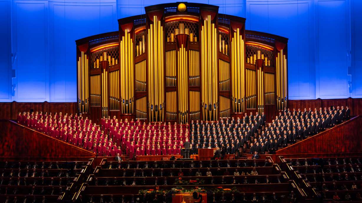 The morning session of the 196th Semiannual General Conference of The Church of Jesus Christ of Latter-day Saints at the Conference Center in Salt Lake City on Sunday.