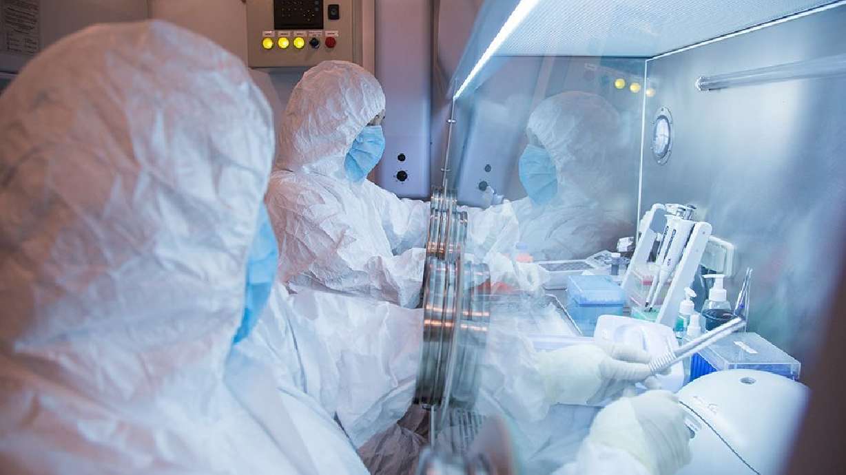 Laboratory workers at the Irkutsk Anti-Plague Research Institute of Siberia and Far East.