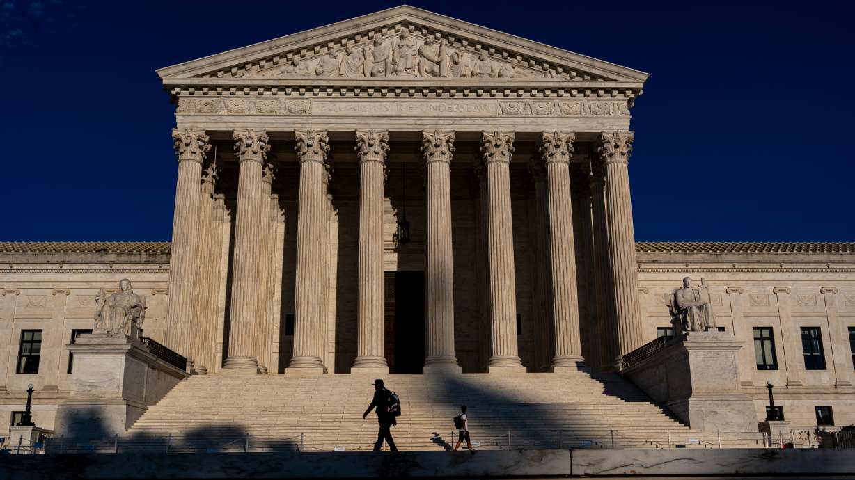 The Supreme Court is seen at day's end in Washington, Thursday, Oct. 1, 2026, as the justices prepare to begin the new term next week.