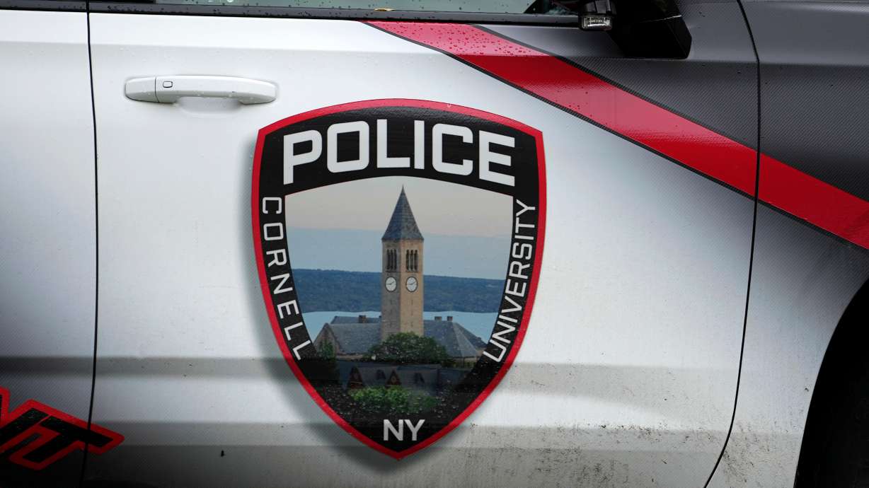 A Cornell University police car is seen parked on campus at Cornell University in Ithaca, N.Y., Thursday.